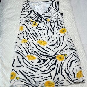 Escada 100% Silk Slip Dress Zebra Floral Y2K Runway Style 40 (M/L)